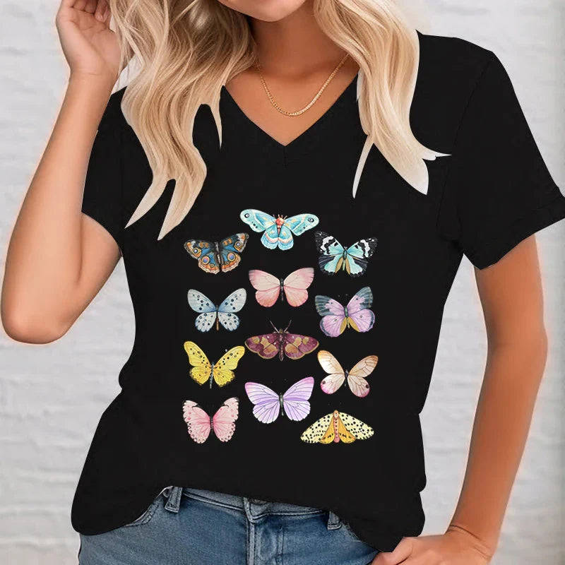FloraVibe Vlinder Graphic T-Shirt