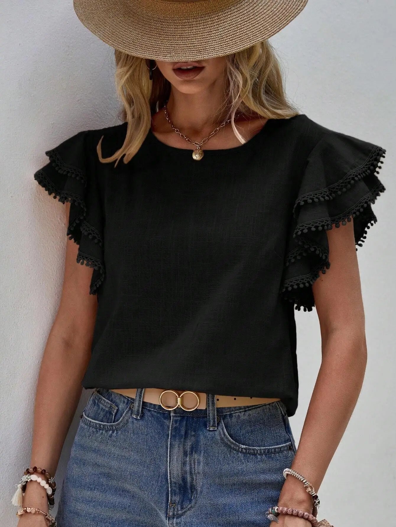 Damesblouse Elegant Korte Mouw Stijlvol