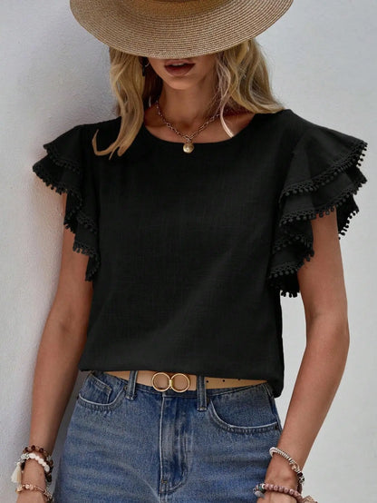 Damesblouse Elegant Korte Mouw Stijlvol