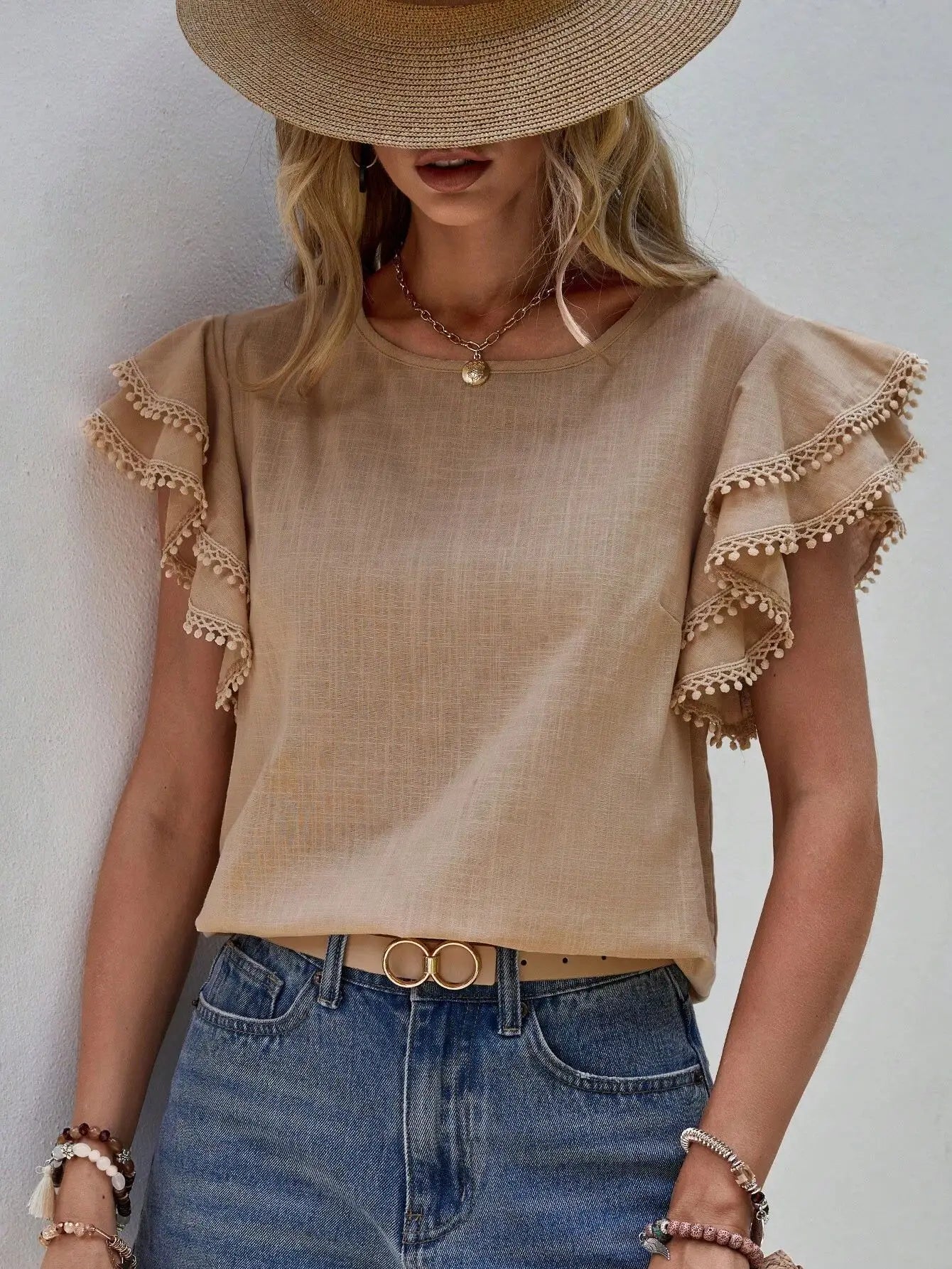 Damesblouse Elegant Korte Mouw Stijlvol - Mode Vibes