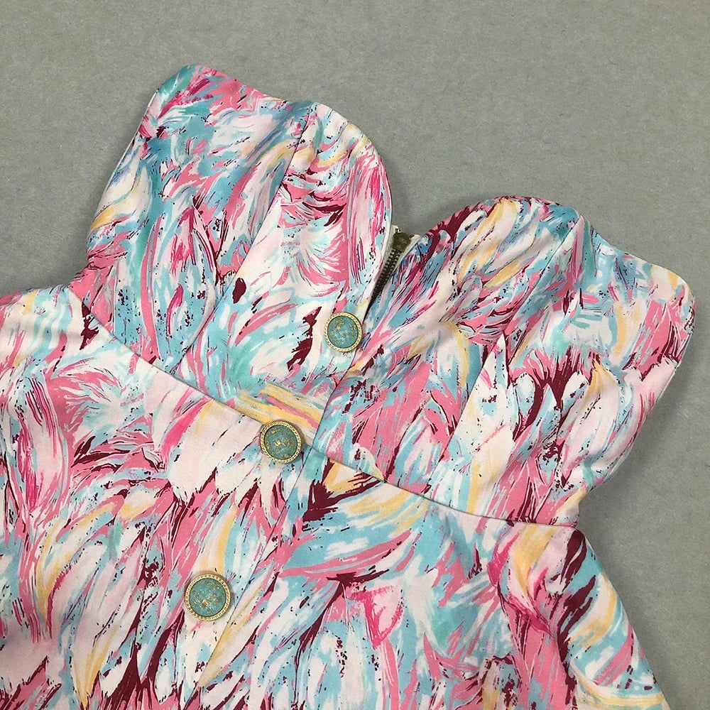Mini Jurk Zonder Mouwen Abstract Print Vrouwelijk Model