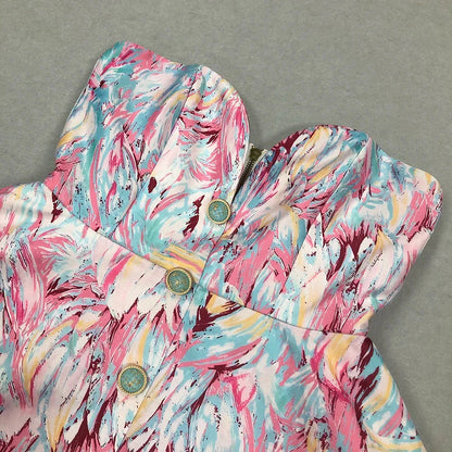 Mini Jurk Zonder Mouwen Abstract Print Vrouwelijk Model