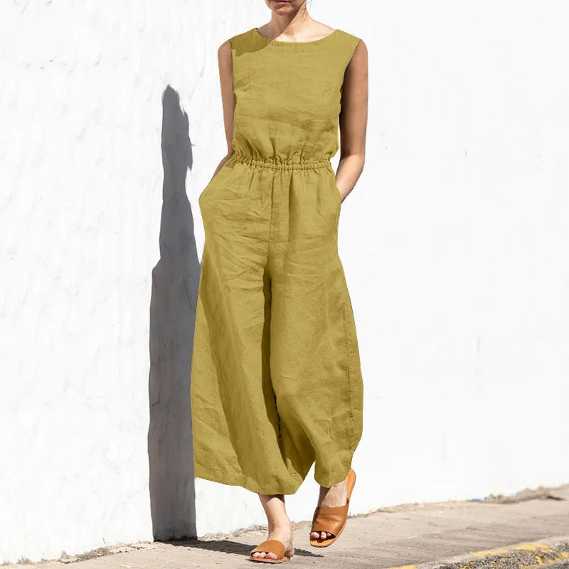 Vrouwelijke Katoenen Jumpsuit Zomer Jurk