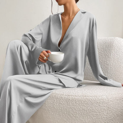 Dames Satijnen Pyjama Set Luxe Slaapwear