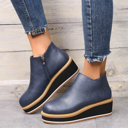 Elvora – Dames Enkelboots met Plateauzool en Rits