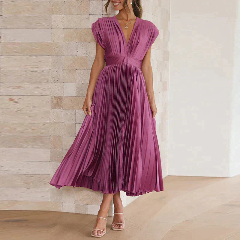 Iris Jurk met Plooien Elegante VrouwenJurk