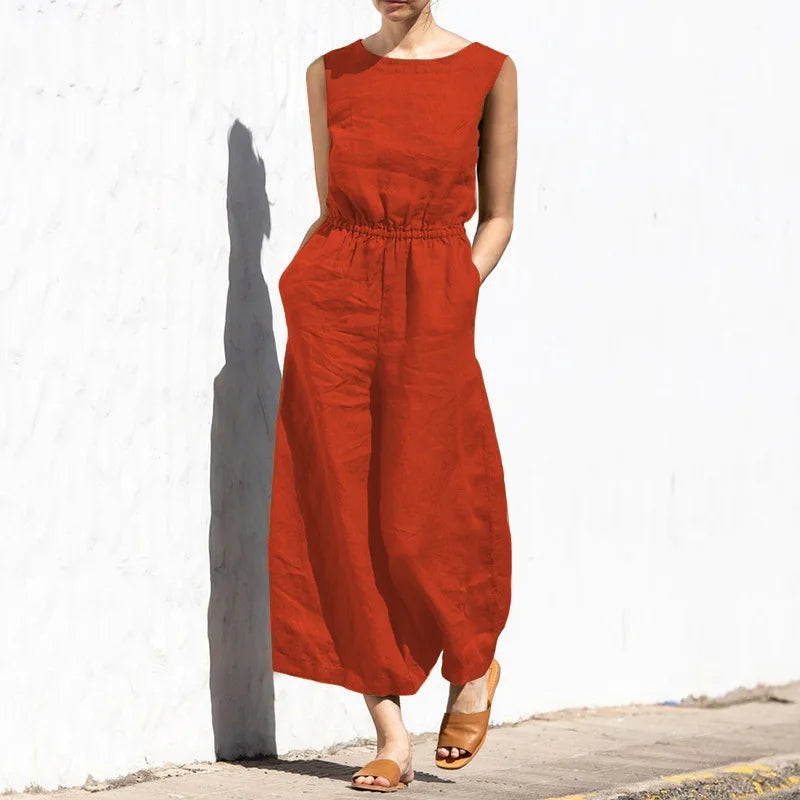 Vrouwelijke Katoenen Jumpsuit Zomer Jurk