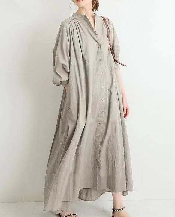 Vintage Overhemdjurk Lange Mouw voor Vrouw - Mode Vibes