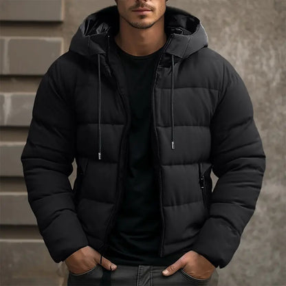 Heren Zwarte Puffer Jas met Capuchon - Warm en Stijlvol voor de Winter