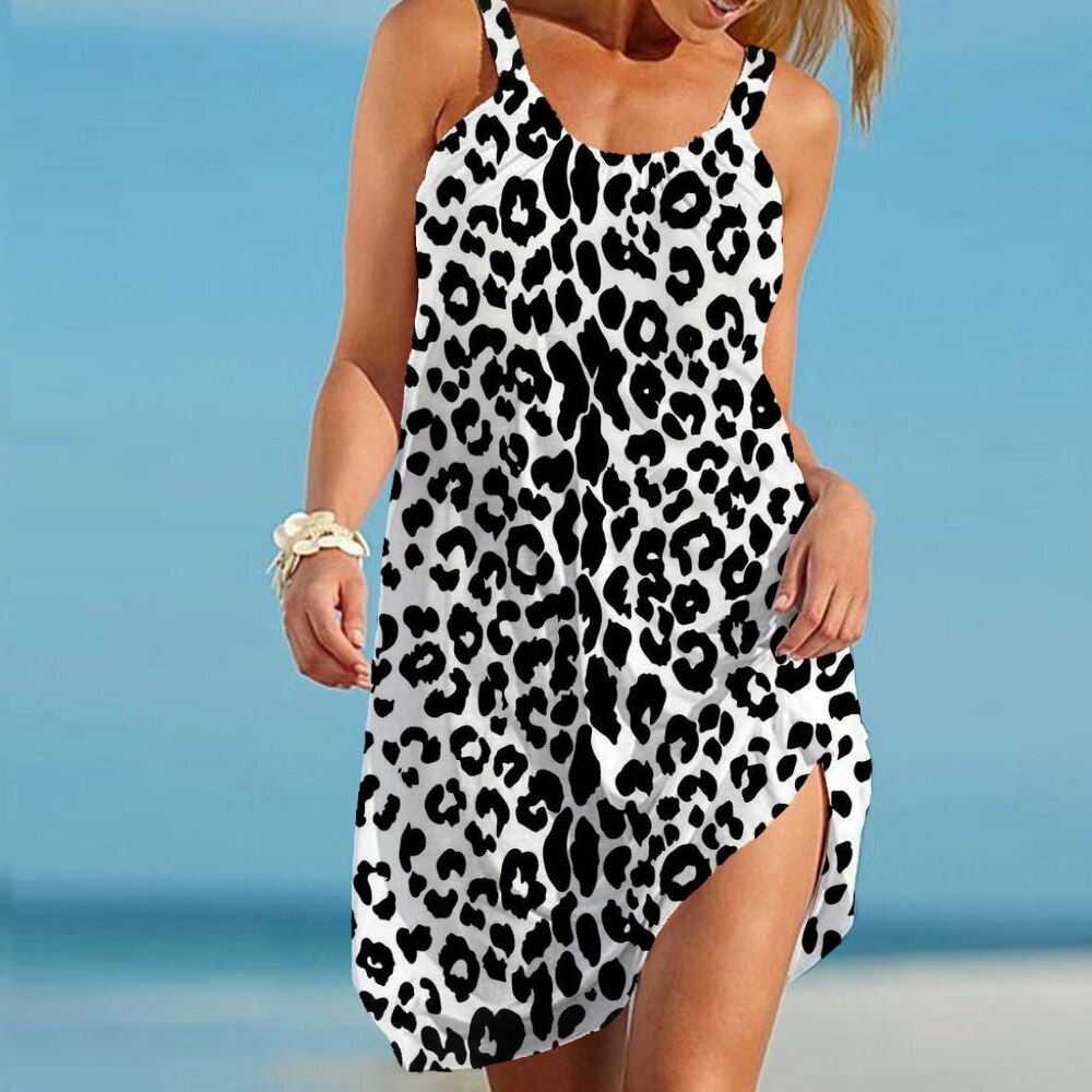 Zomerjurk Luipaardprint Luchtige Jurk voor Vrouw
