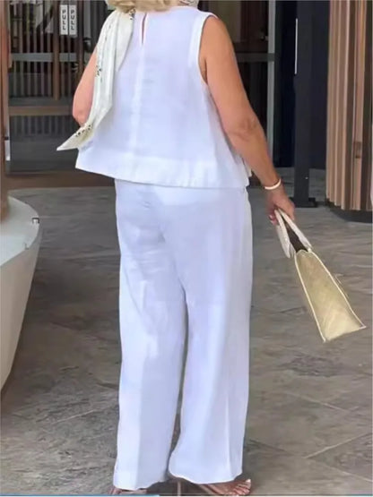 Dames Zomerset Linnen Tweedelig Mouwloos