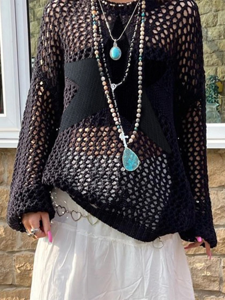 Grunge Trui voor Dames met Crochet Patroon