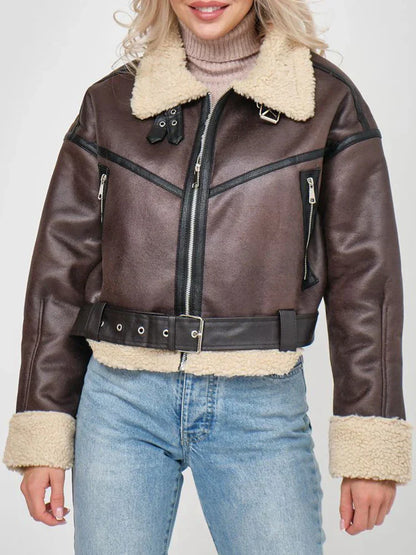 Vrouwen Faux Fur Mantel Zacht Lamswol Look