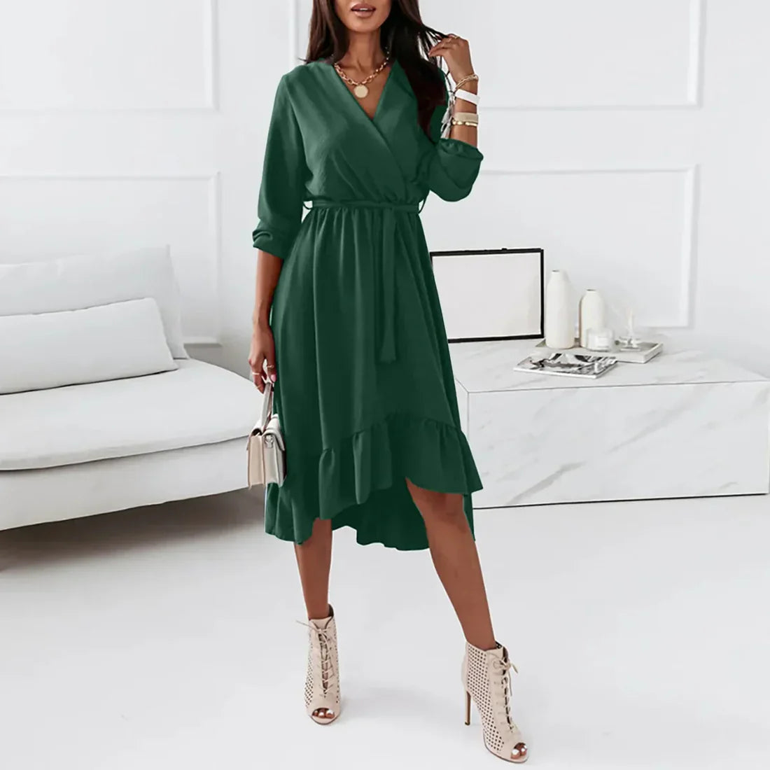 Wikkeljurk Lange Mouwen Zomerjurk Mooi Model