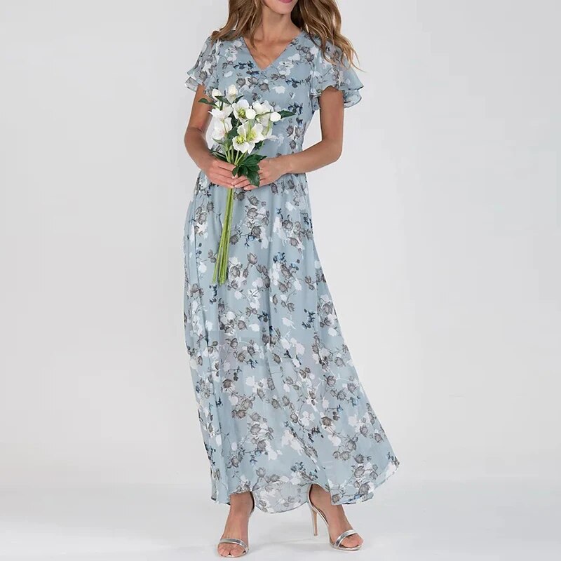 Zomerjurk Lange Jurk met Bloemenpatroon Vrouwen