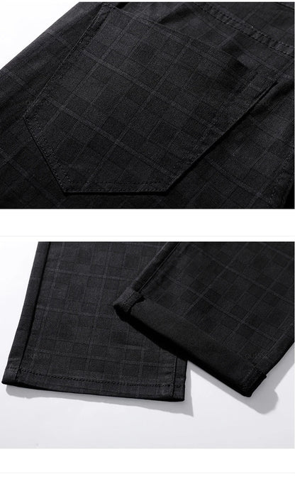 Geruite Broeken Heren Slim Fit Trendy Vrijetijdsbroek