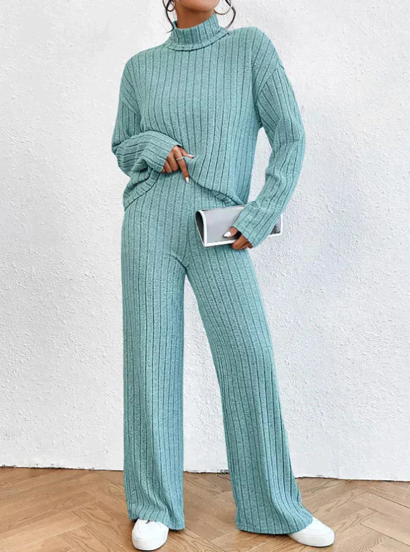 Gestreepte Gebreide Trui en Broek Set