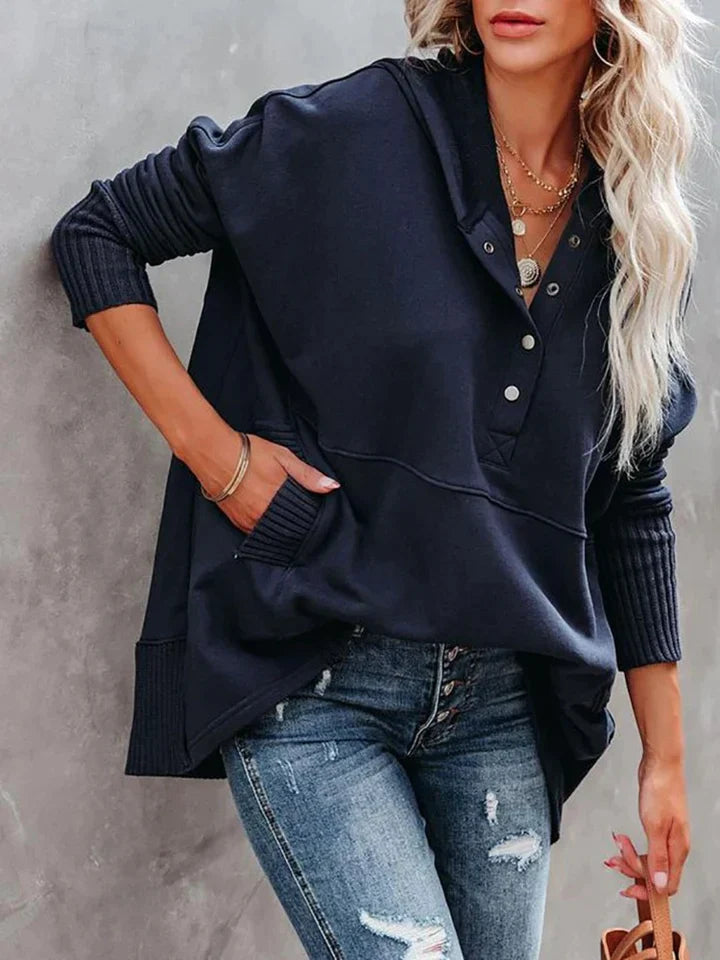 Dames Hoodie V-hals Zacht Katoen Casual