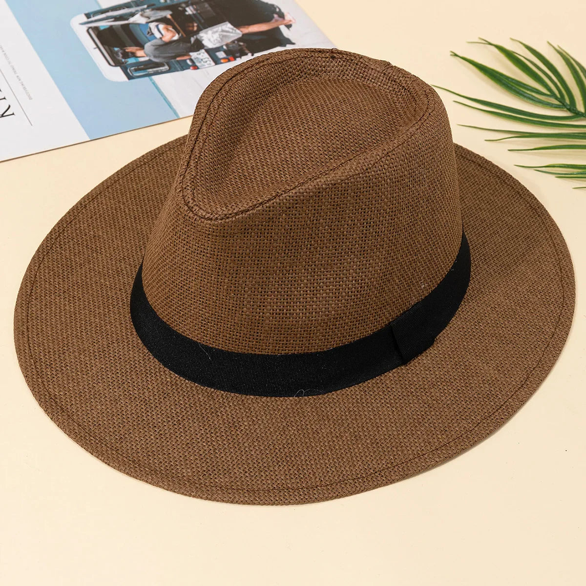 Cappello Panama | Cappello da Sole Elegante in Paglia con Tesa Larga per Estate e Spiaggia-3