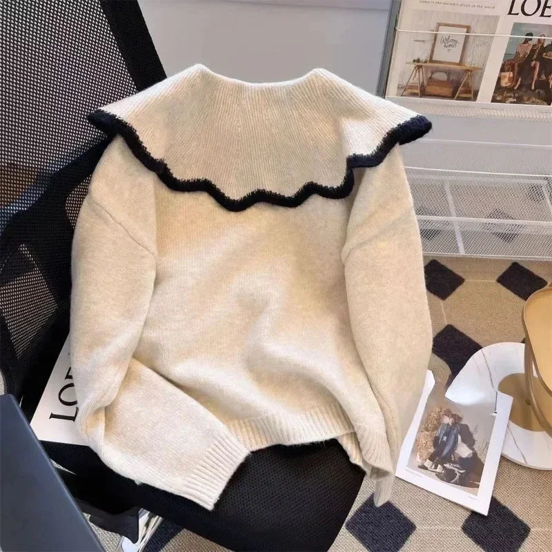 Gebreide Trui Met Poppenkraag Voor Vrouw