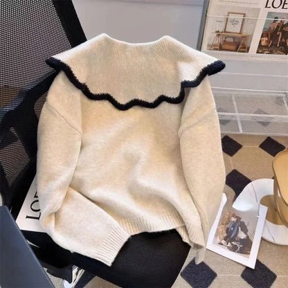 Gebreide Trui Met Poppenkraag Voor Vrouw