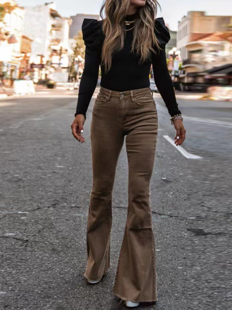 Hoge Broek Flared Trendy High Waist Damesbroek