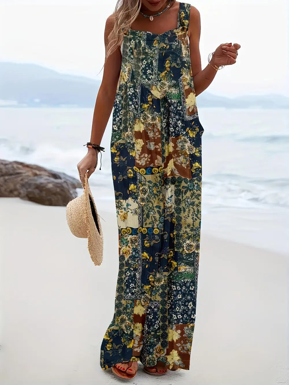 Vrouwelijke Jumpsuit Vierkante Halslijn Zomerjurk