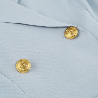 Zwarte Cape Jurk met Gouden Versiering en Blazer Model