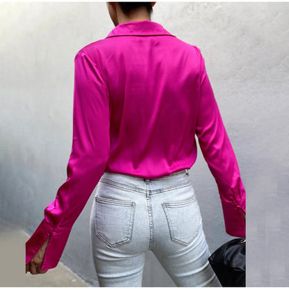 Satin Blouse Vrouwelijk Elegante Bloes voor Ieder Moment