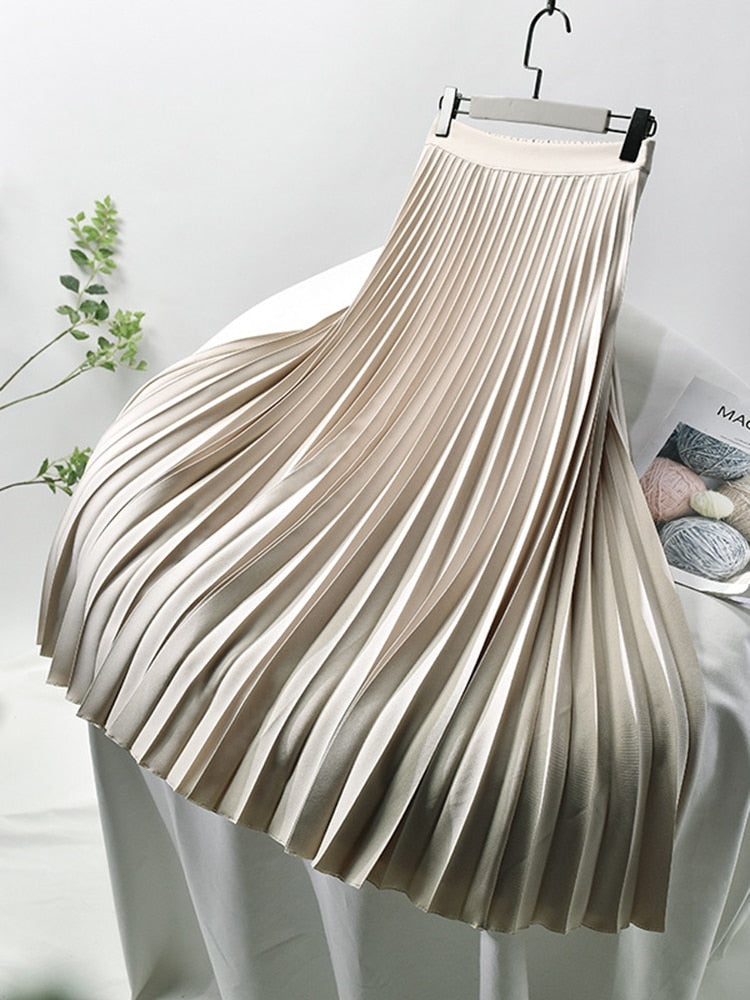 Hoge Taille Plissérok Zwart Elegant voor Vrouw - Mode Vibes