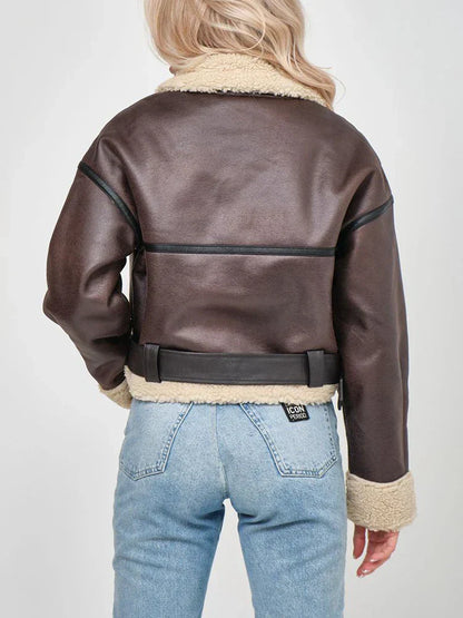 Vrouwen Faux Fur Mantel Zacht Lamswol Look