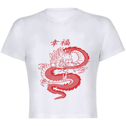 Retro Draken T-shirt Vrouw Croptop
