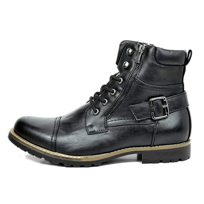 Leren Herenboots Robuust met Vetersluiting en Gesp