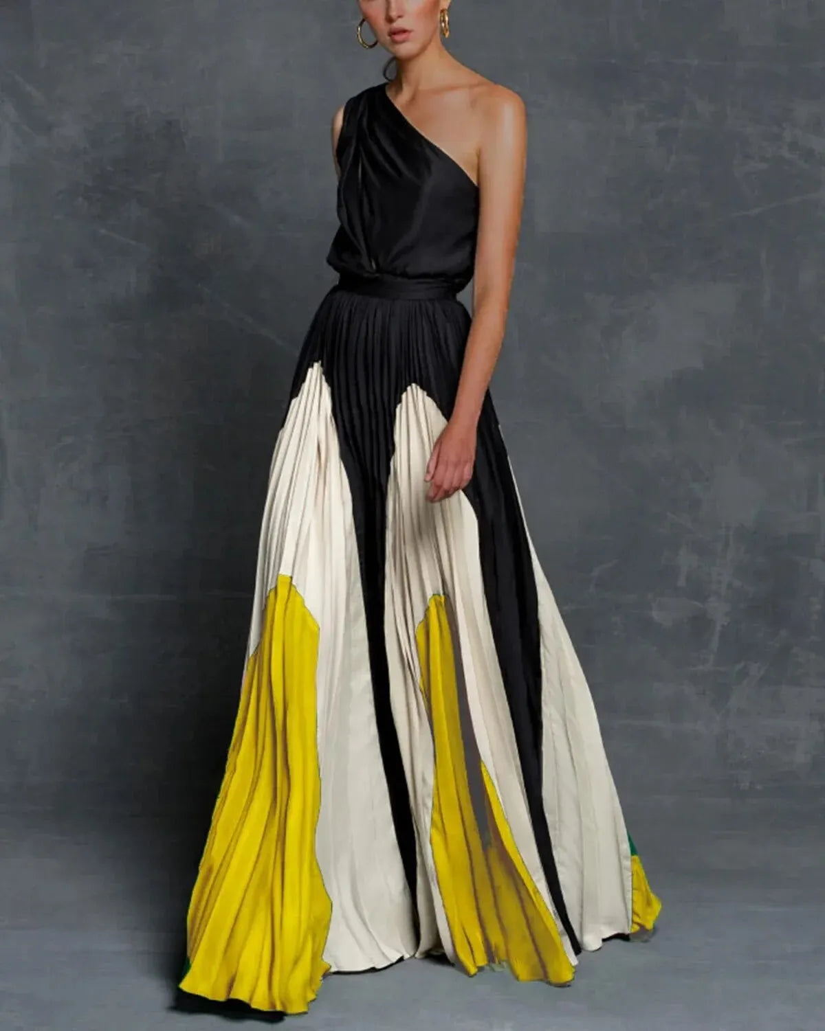 Jurk Eén Schouder Maxi Zomerjurk Vrouw - Mode Vibes