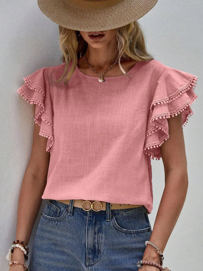 Damesblouse Elegant Korte Mouw Stijlvol