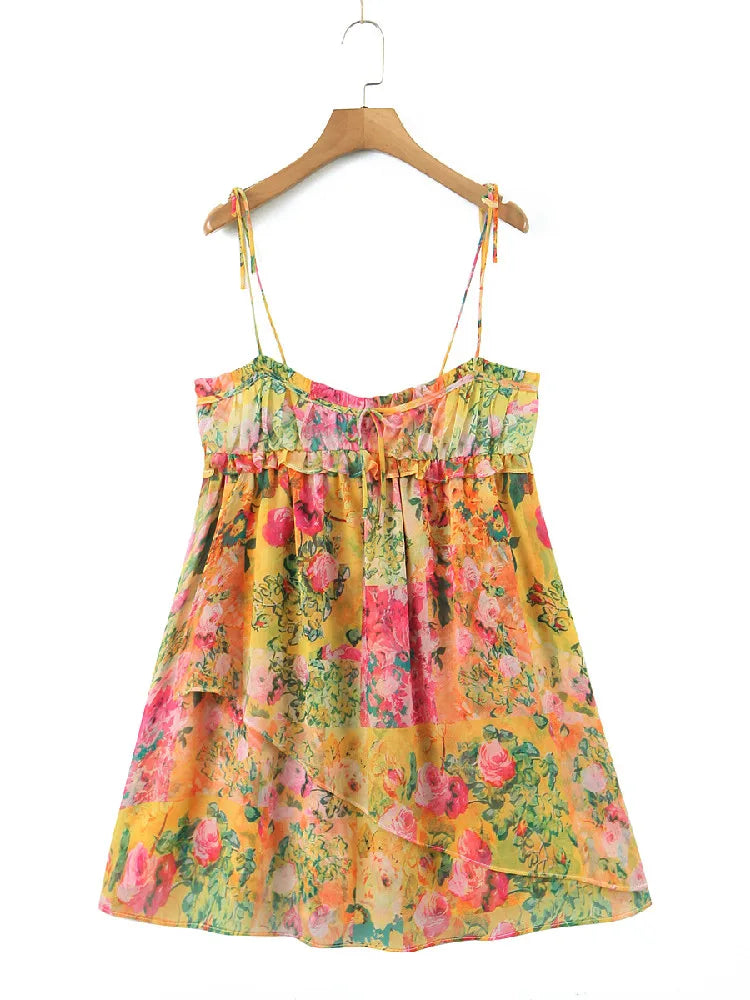 Boho Minijurk Bloemenprint Zonder Rug