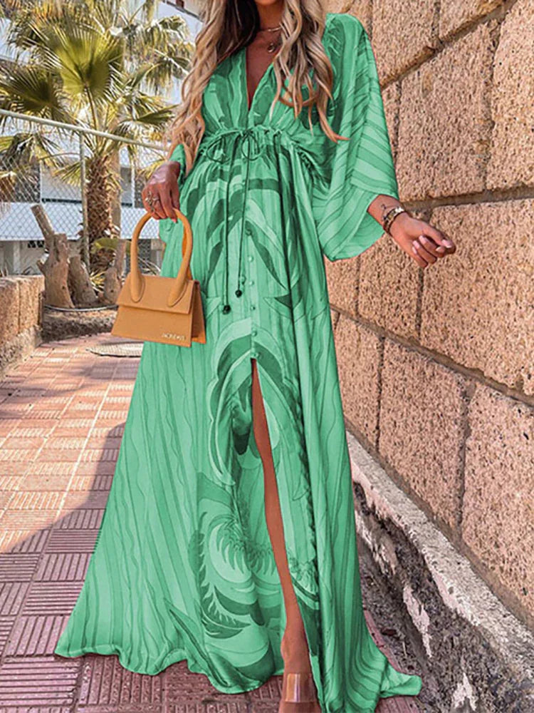 Elegante Bedrukte Strandjurk Zomerjurk Vrouwen