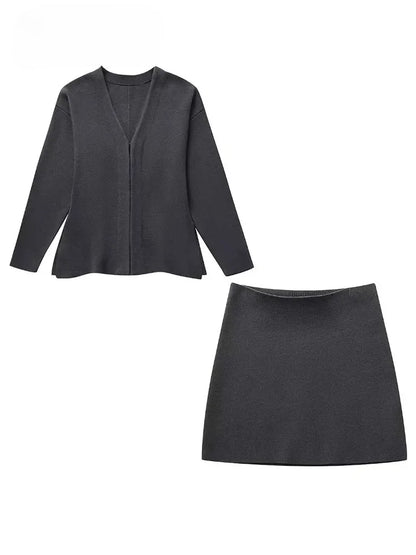 Chique Blazer Rok Set voor Vrouw Elegante Outfit