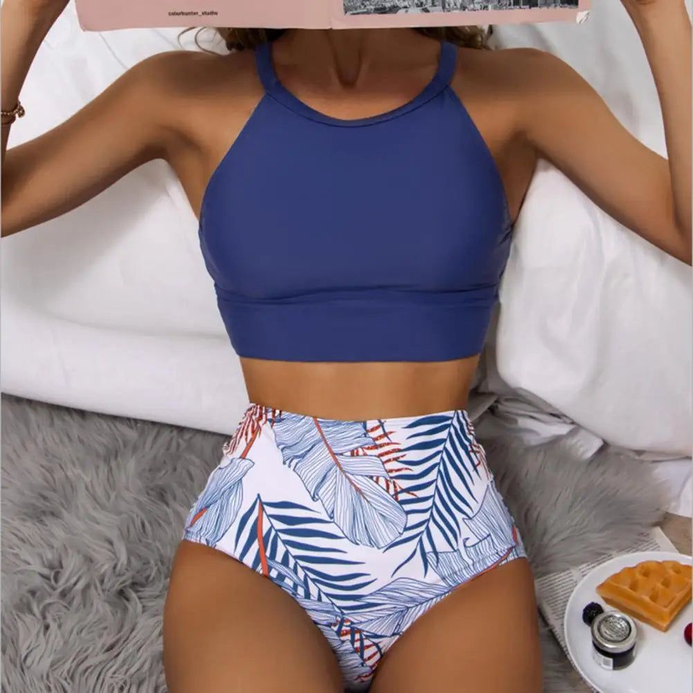Bloemen Bikini Set Hoge Taille Vrouw