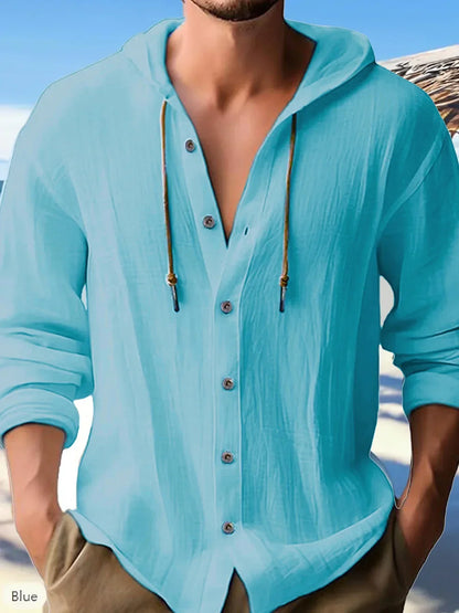 Linnen Heren Shirt Met Capuchon Licht en Ademend