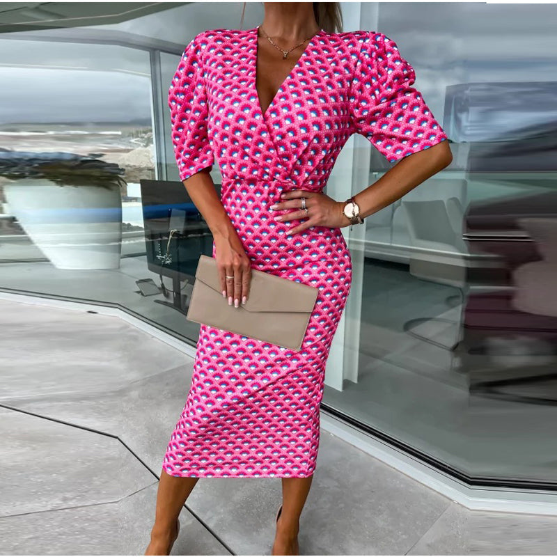 Elegante Partyjurk met Grafische Print