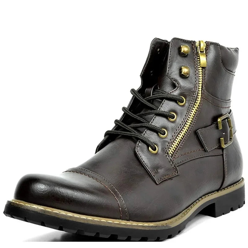 Leren Herenboots Robuust met Vetersluiting en Gesp