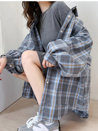 Liora | Oversized Geruit Overhemd