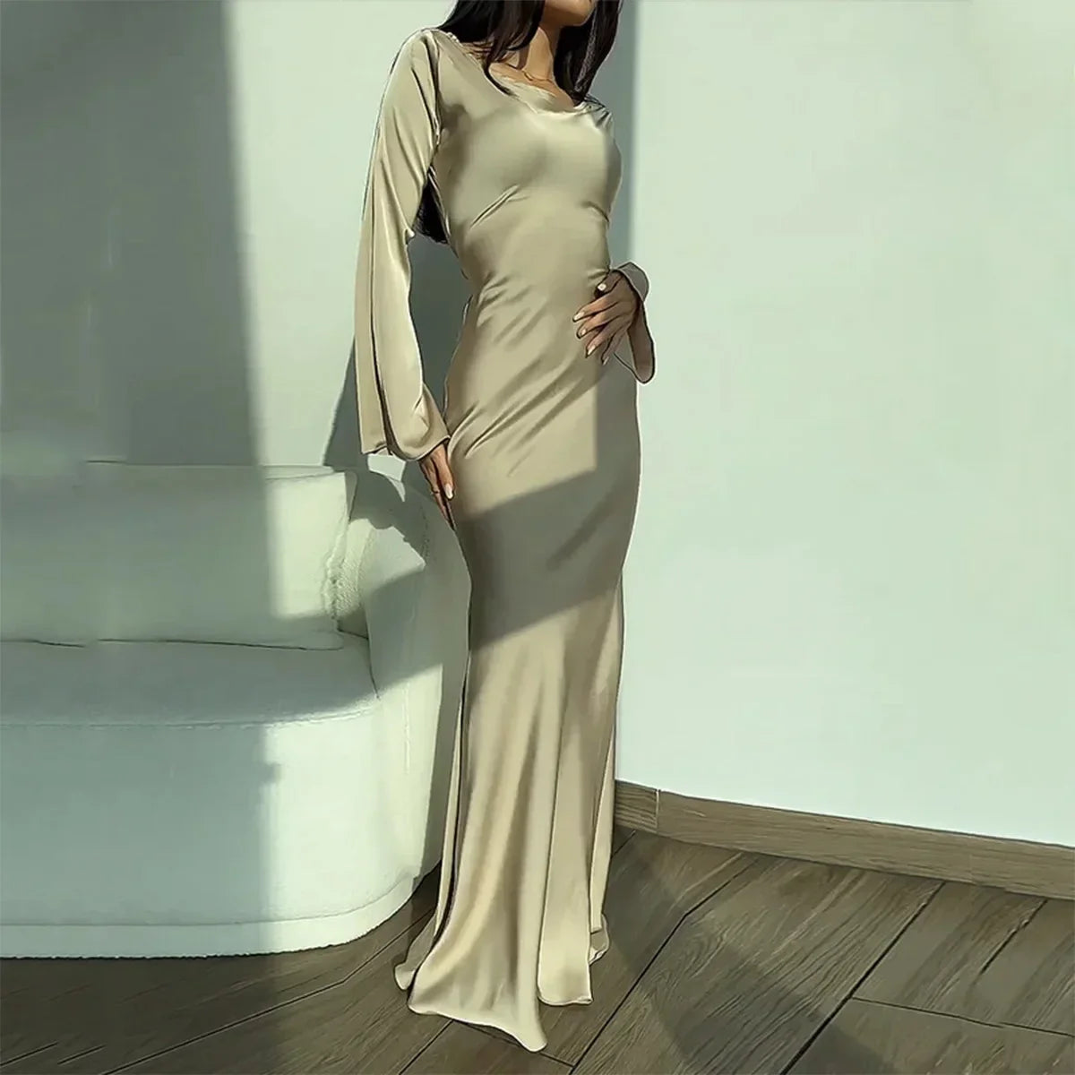 Elegante Jurk Lange Mouwen Voor Vrouw