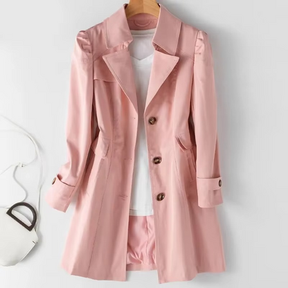 Elegante Middellange Trenchcoat voor Dames – Perfect voor Herfst & Winter