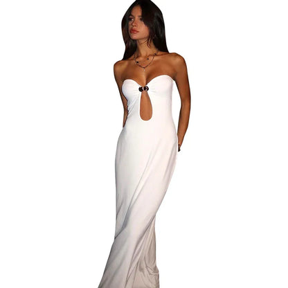 Maxi Jurk Zonder Schouderbandjes Elegant Cut-Out Design