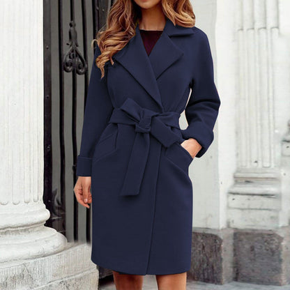 Dames Trenchcoat Warme Winterjas Stijlvolle Lange Mantel