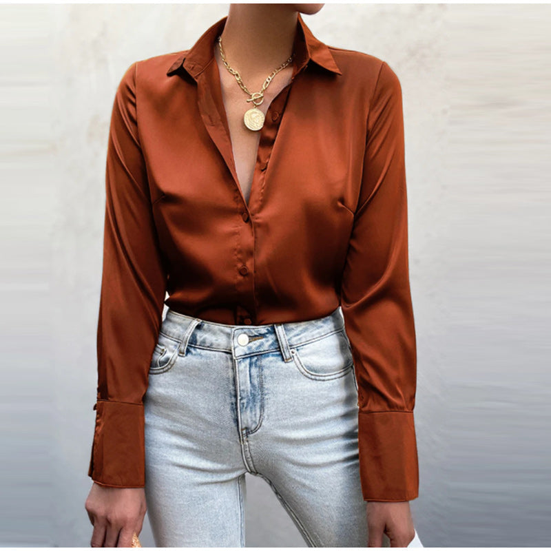 Satin Blouse Vrouwelijk Elegante Bloes voor Ieder Moment