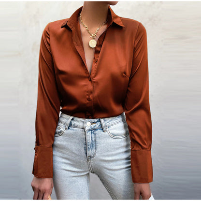 Satin Blouse Vrouwelijk Elegante Bloes voor Ieder Moment