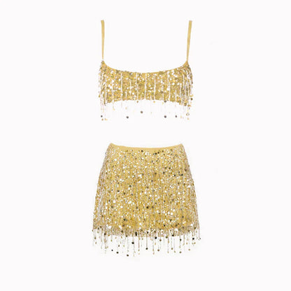 Bikini Set Pailletten en Franjes Badmode Strand